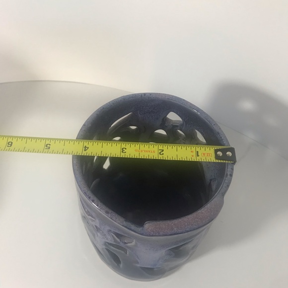 Bay Pottery Art Candle Holder Cut Out Floral Detail Purple. - Picture 15 of 15